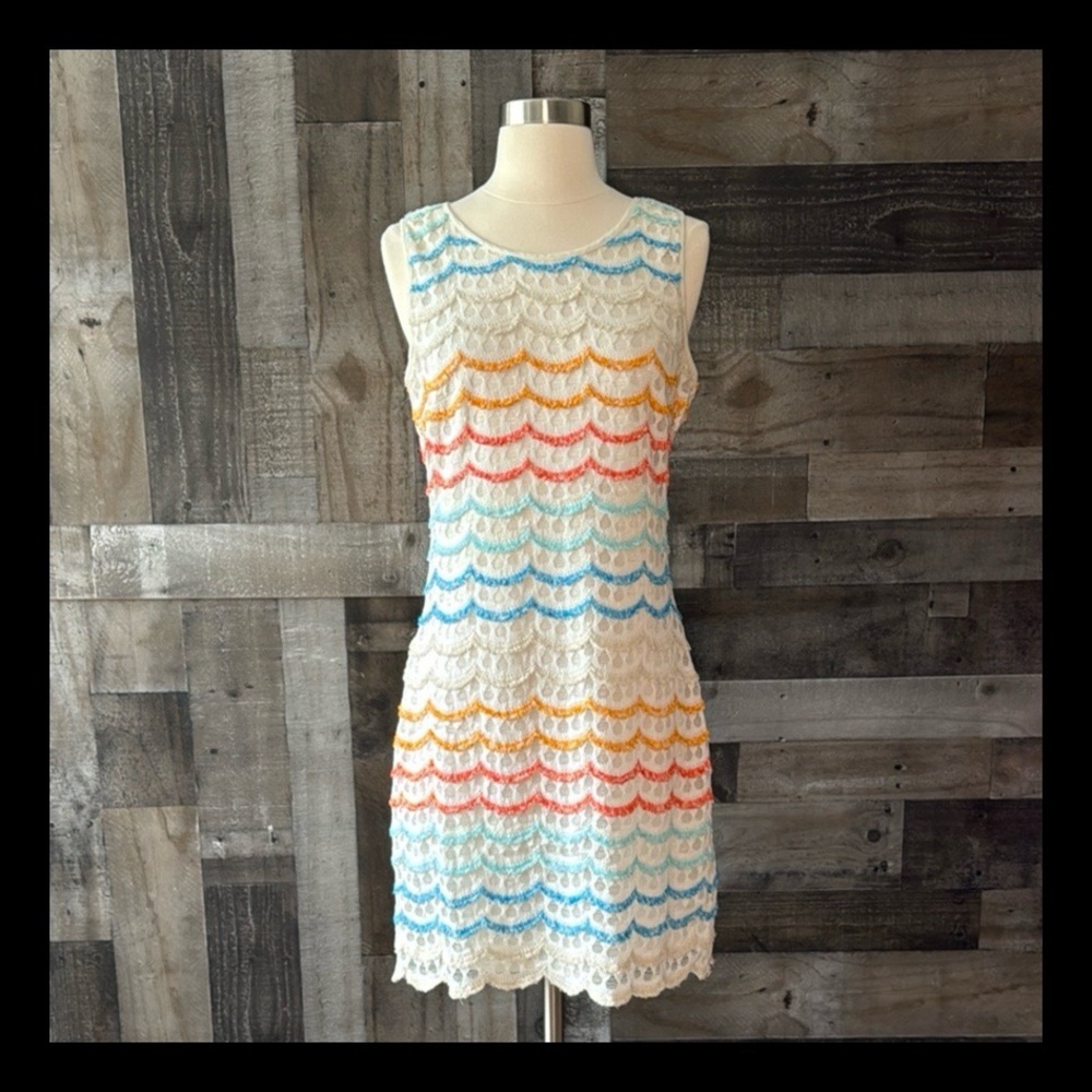 Antonio Melani rainbow lace midi dress small feminine Mermaidcore Fairycore